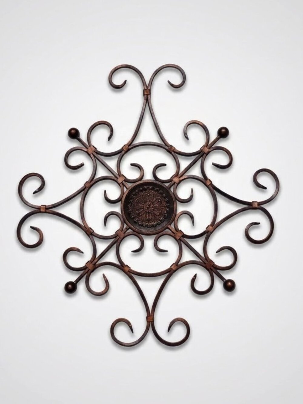 Large Wrought Iron Scroll Wall Decor Art Medallion Tuscan Rustic Bronze Finish